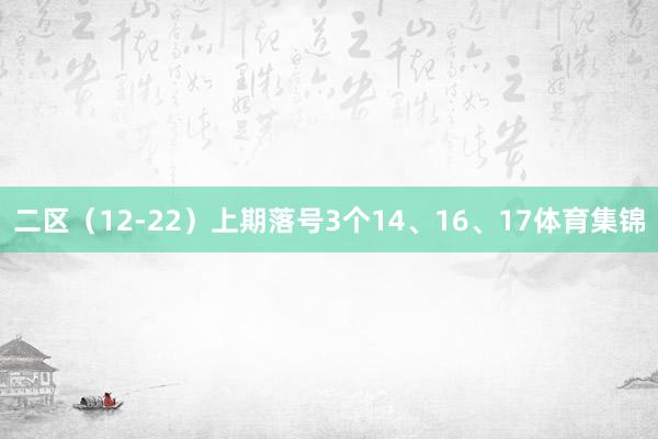 二区（12-22）上期落号3个14、16、17体育集锦