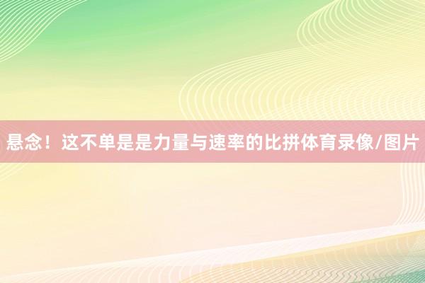 悬念！这不单是是力量与速率的比拼体育录像/图片