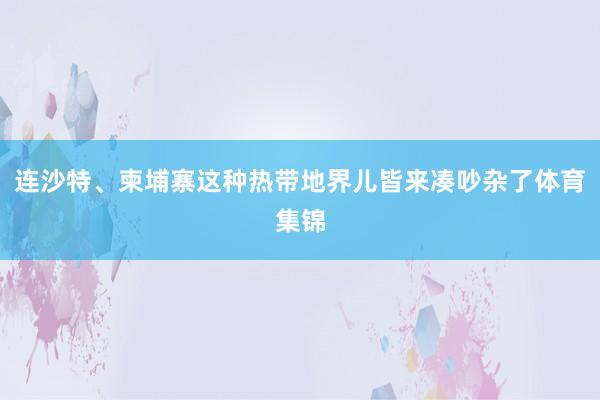 连沙特、柬埔寨这种热带地界儿皆来凑吵杂了体育集锦
