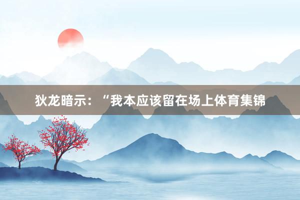 狄龙暗示：“我本应该留在场上体育集锦