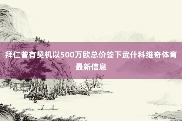 拜仁曾有契机以500万欧总价签下武什科维奇体育最新信息