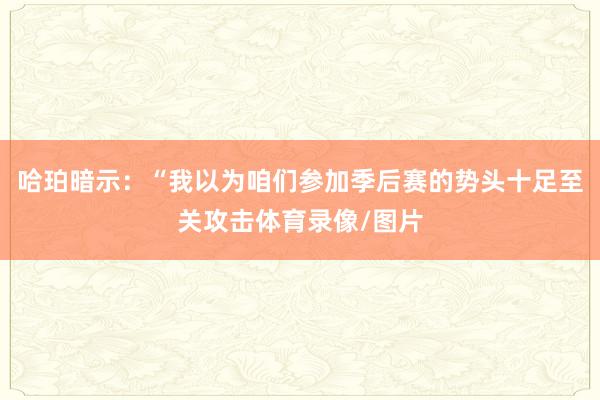 哈珀暗示：“我以为咱们参加季后赛的势头十足至关攻击体育录像/图片