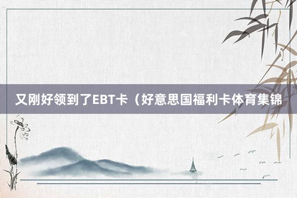 又刚好领到了EBT卡（好意思国福利卡体育集锦