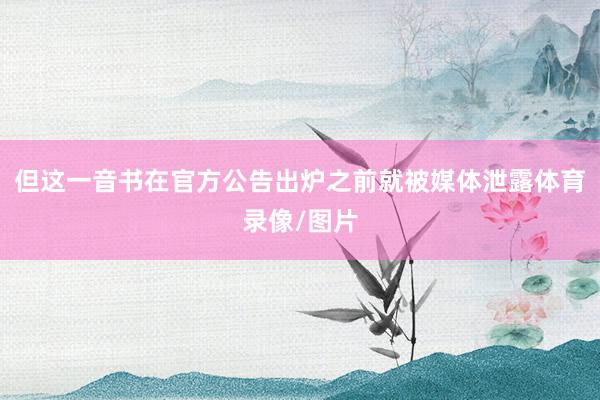 但这一音书在官方公告出炉之前就被媒体泄露体育录像/图片