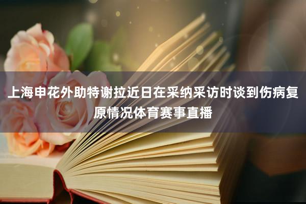 上海申花外助特谢拉近日在采纳采访时谈到伤病复原情况体育赛事直播